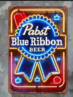 Vintage Vibrant Pabst Blue Ribbon Metal Wall Decor NEW 🏷️